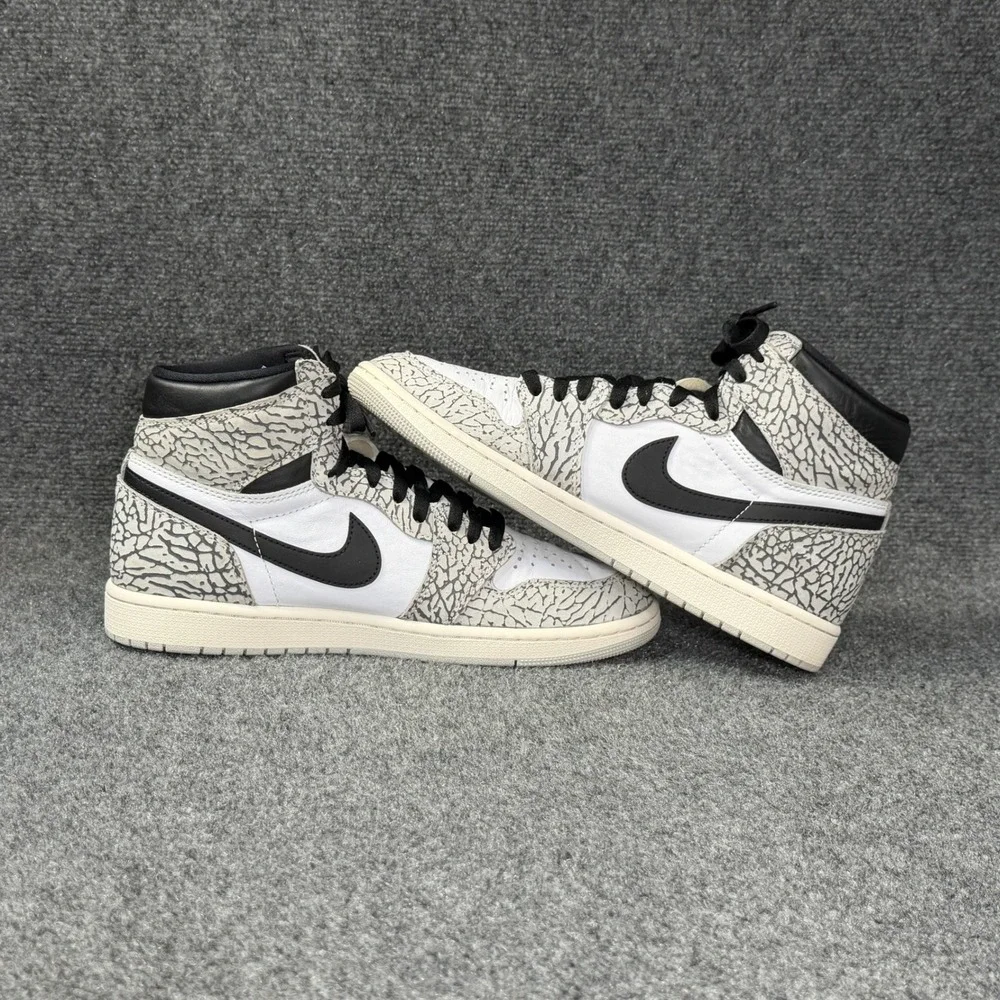 Jordan 1 Retro High OG Shoes Men's 10 White Cement Athletic Basketball Sneakers
